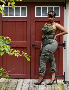 HIGH WAIST CARGO JOGGERS WITH BELT – B Amour Couture